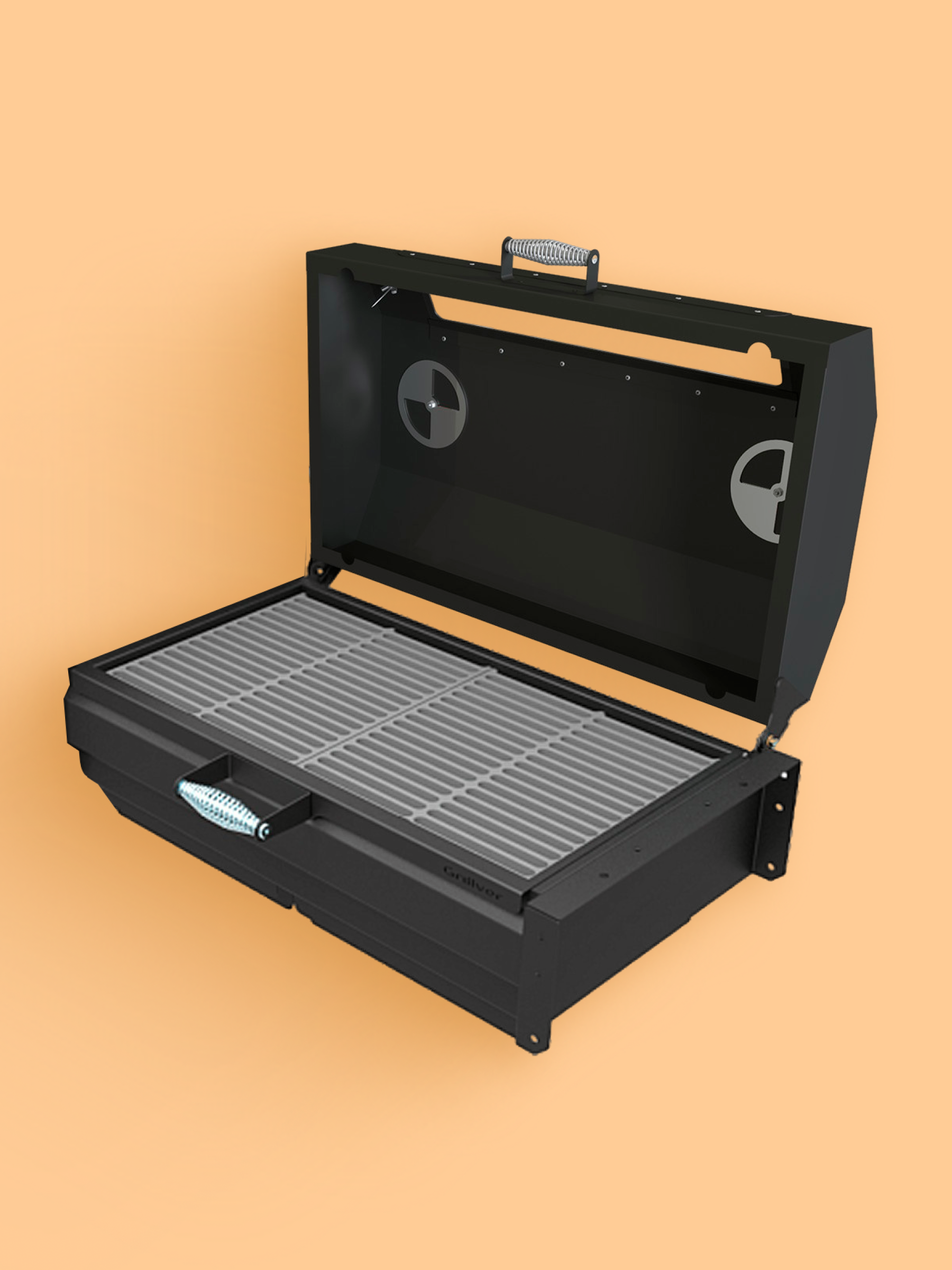 Крышка-гриль со стеклом MG и решеткой из чугуна на печь-мангал Искандер 400