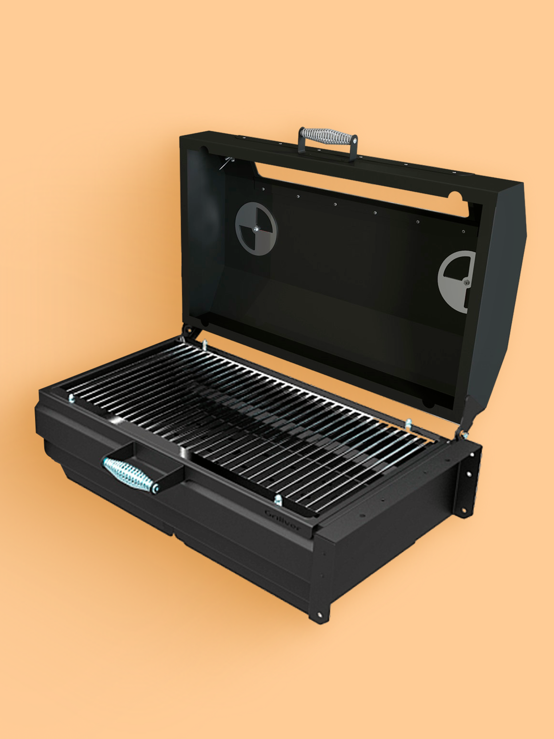 Крышка-гриль со стеклом MG и решеткой из нержавеющей стали на печь-мангал Искандер 400