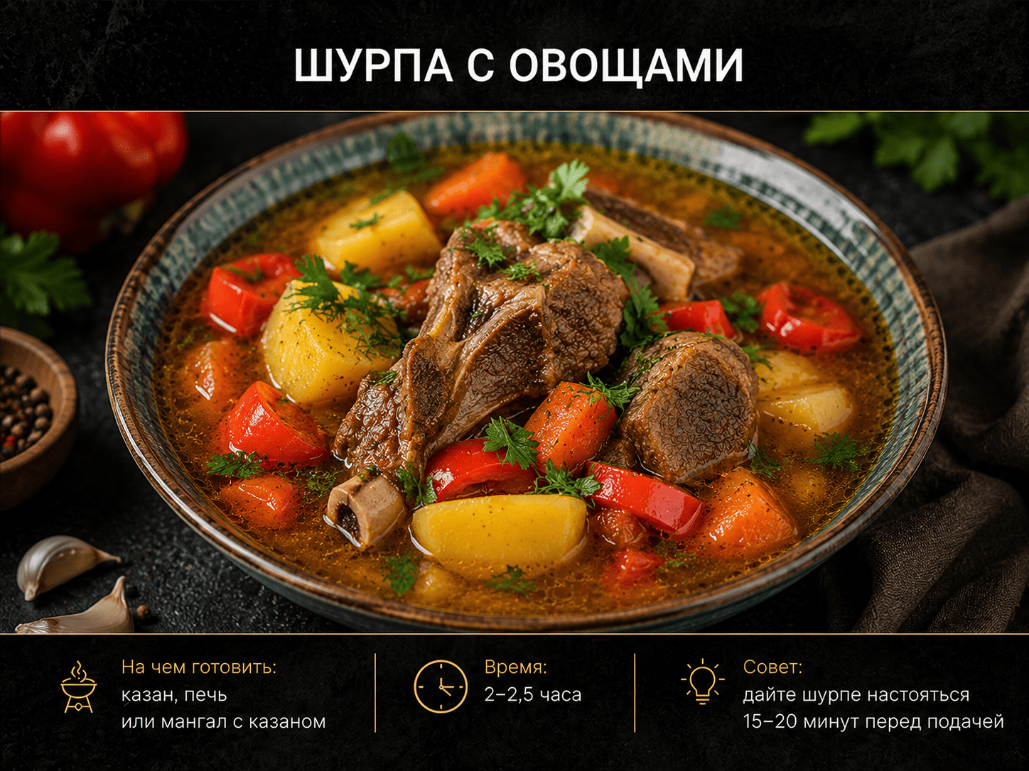 Что приготовить в казане: Шурпа с овощами