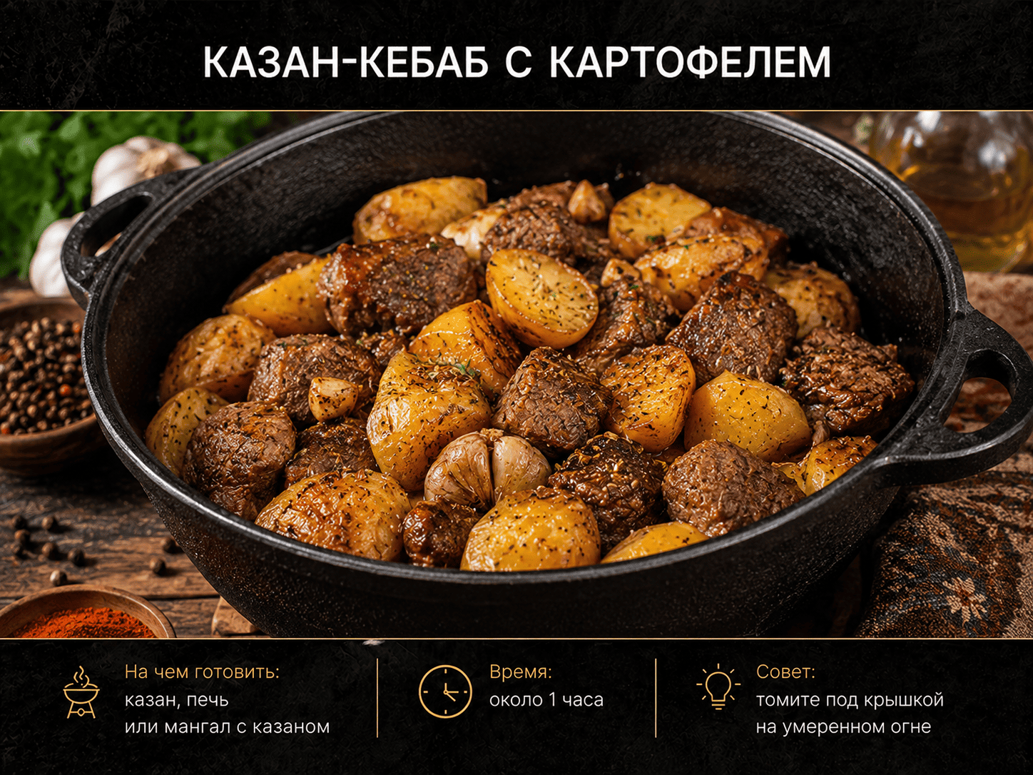 Что приготовить в казане: Казан-кебаб с картофелем