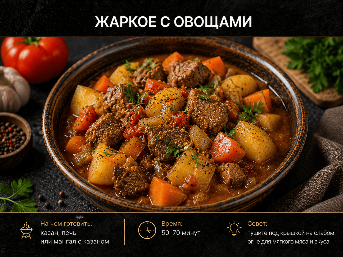 Что приготовить в казане: Жаркое с овощами