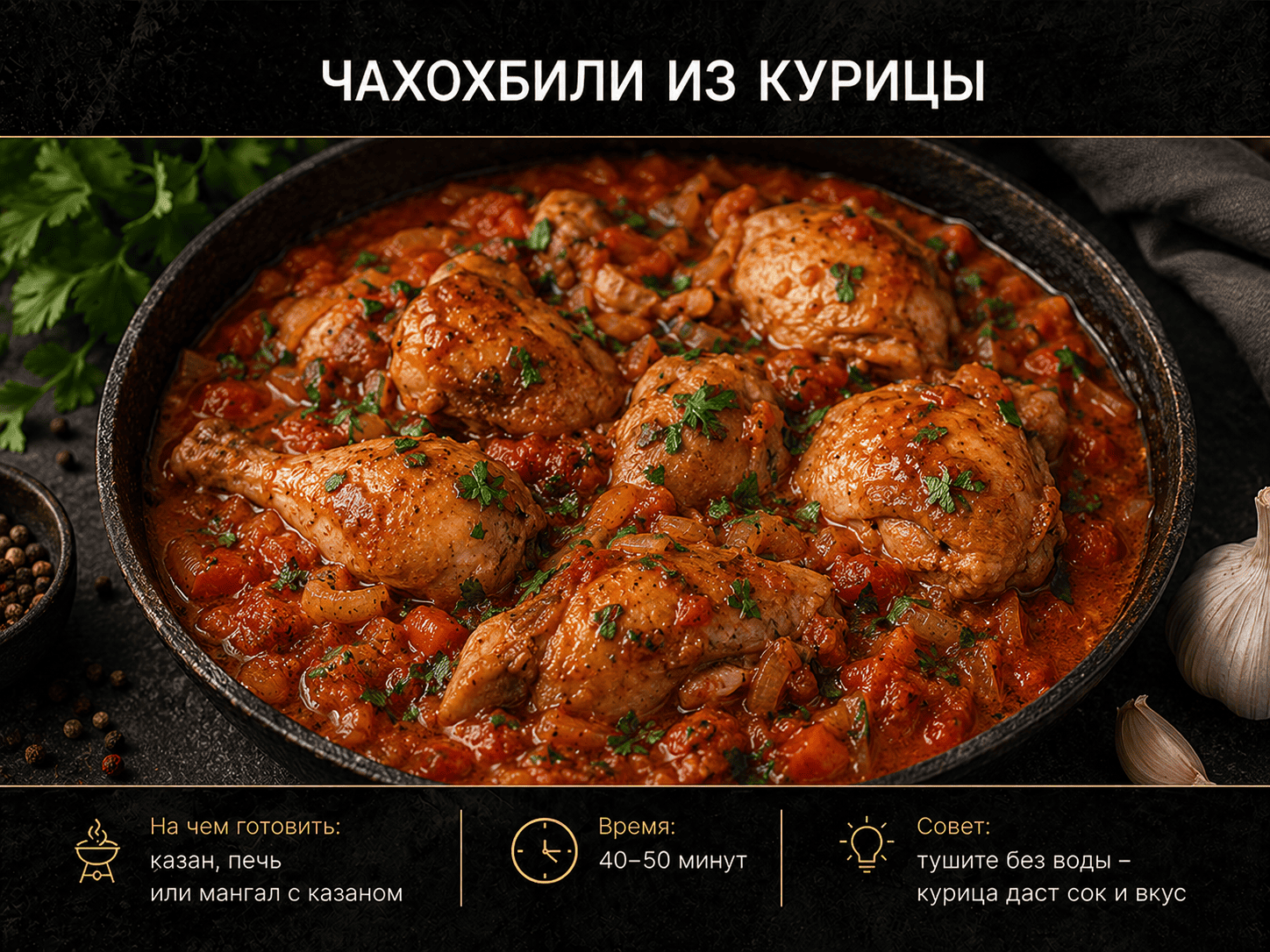 Что приготовить в казане: Чахохбили из курицы